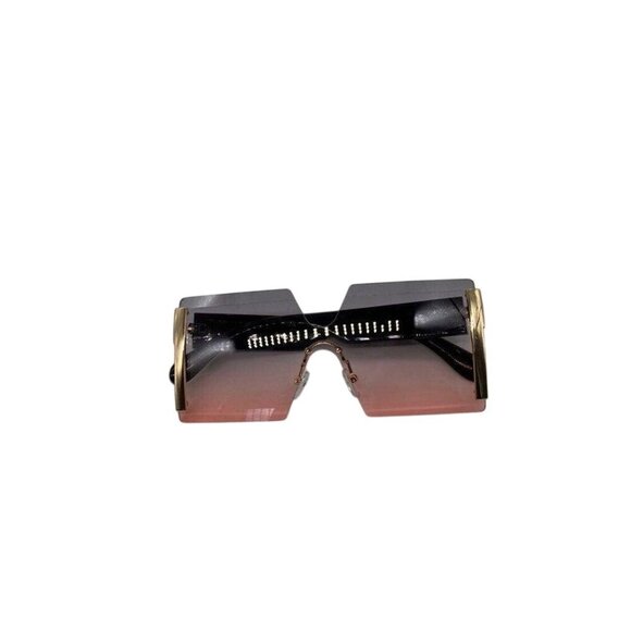 Frameless Hourglass Sunglasses Pink Gradient & Gold Accents Oversized Modern Loo - Picture 3 of 11